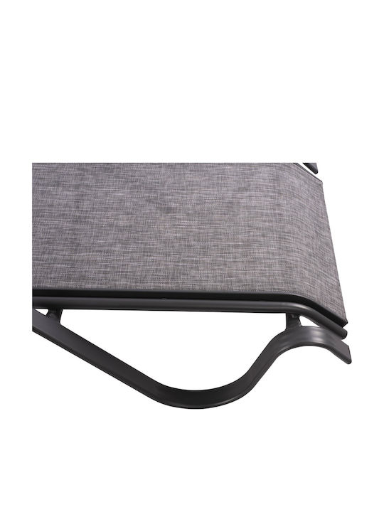 Șezlong Aluminiu cu Țesătură Textilene Gri 194x66x30cm.
