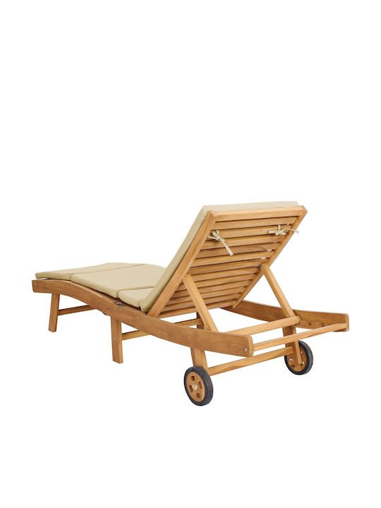 Șezlong Dublu Din Lemn Cu Pernă Maro 200x59.5x35cm