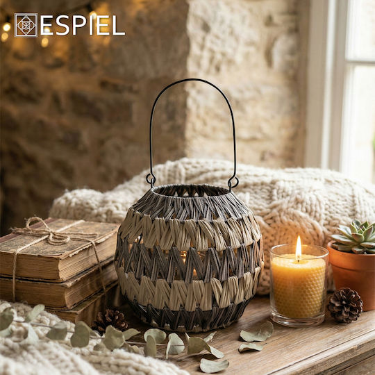 Espiel Tabletop Bamboo Lanterns Set Gray 13x27x25cm 2pcs