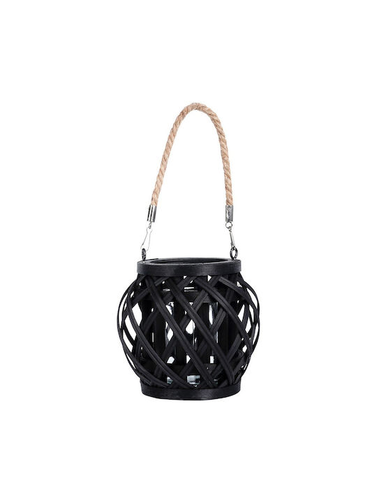 Koopman Bamboo Lantern Black 14x15x15cm