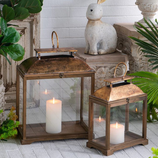 Artekko Wooden Lantern Set Brown 2pcs