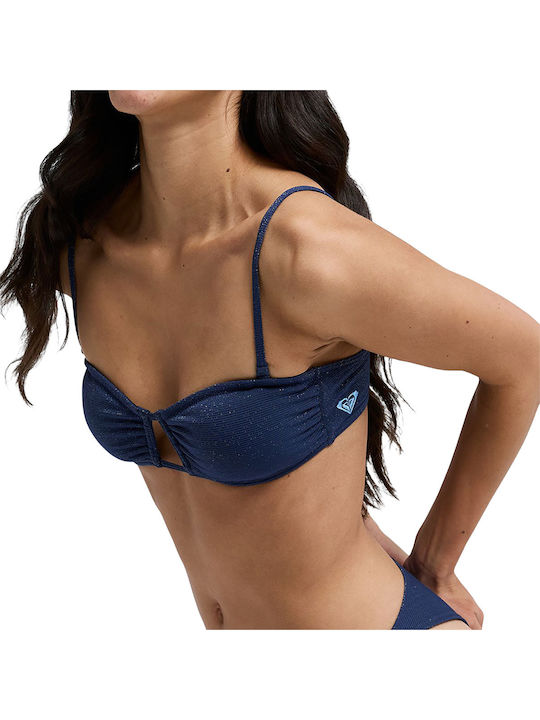 Strapless Bikini Top With Padding Blue