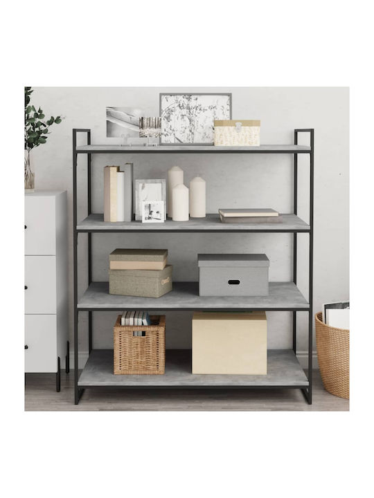 vidaXL Rectangular Bookcase Shelf made of Chipboard in Grey Colour 100x50x1.5cm 805422 4 Pieces