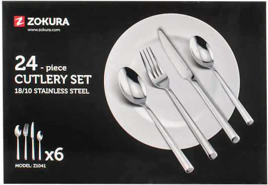 Zokura Cutlery Set Stainless Steel 18/10 Silver 24 Pieces