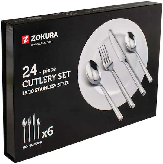 Zokura Cutlery Set Stainless Steel 18/10 Silver 24 Pieces