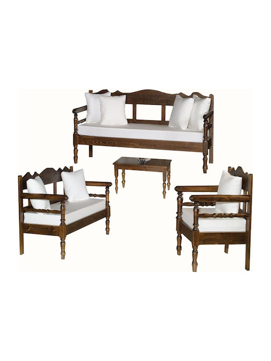 Aegean Living Room Furniture Set 3-Seater & 2-Seater & Armchair Brown