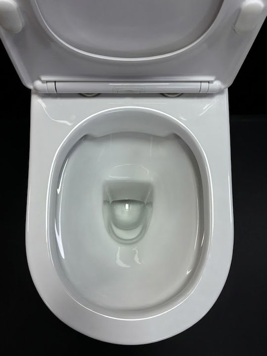Vinci Cover E21303 Stehende Toilette Randlos mit Spülung mit Schlank Deckel Sanftes Schließen Weiße