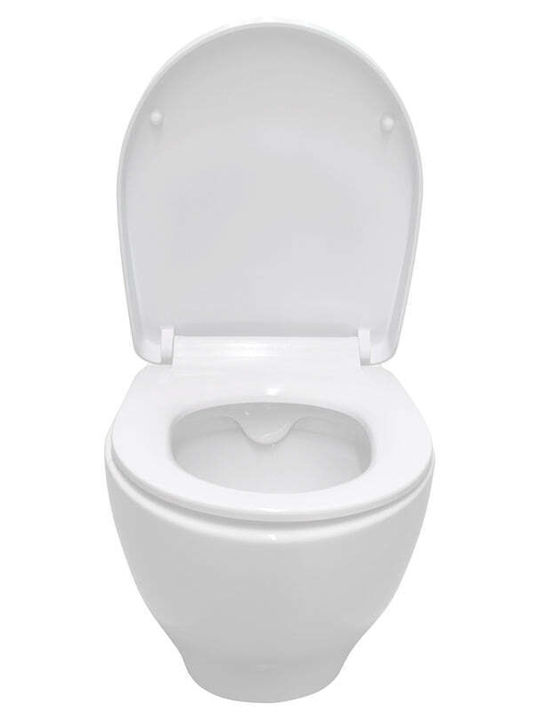 Cersanit Clean On Wandhängende Toilette Randlos mit Schlank Deckel Duroplast Weiße