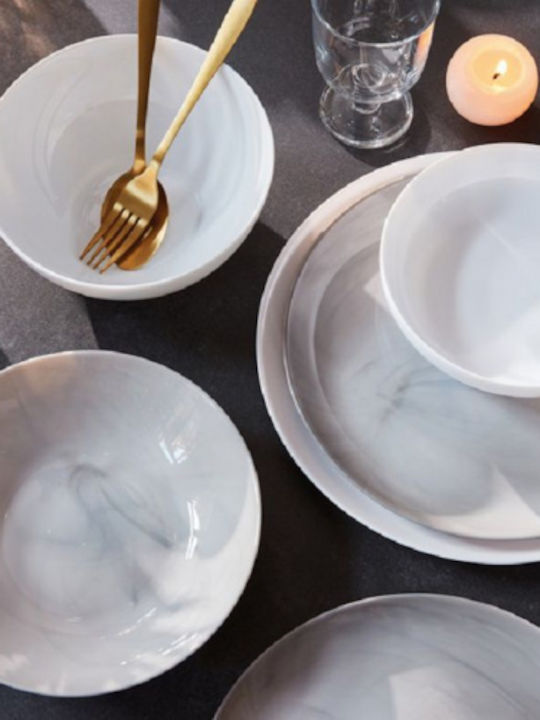 Luminarc Diwali Granit White Porcelain Dinnerware Set 19pcs