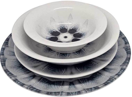 Negru Ceramică Set de Vase 24buc