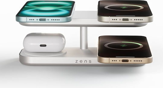 Zens Ασύρματος Φορτιστής Qi2 15W Λευκός (Quattro Pro 4)