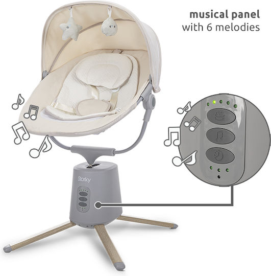 Lorelli Elektrische Babywippen & Schaukelstühle Storky mit Musik und Vibration Grau für Kinder bis 5,2 kg