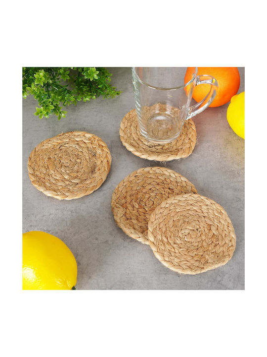 Zaros Rund Untersetzer Hölzernes Beige 10cm 4Stück