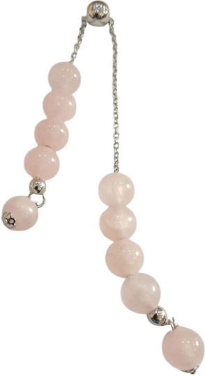 Kalliopi Silver Begleri with 10 Quartz Beads Length 25cm Pink