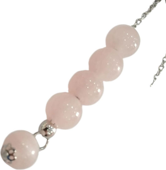 Kalliopi Silver Begleri with 10 Quartz Beads Length 25cm Pink