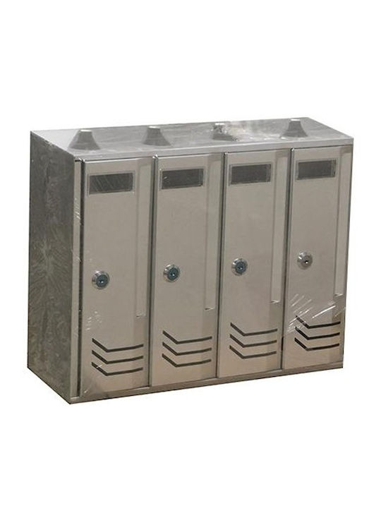 Briefkasten Für Draußen Metallisch In Silber Farbe 42.3x17.5x30cm G-G171