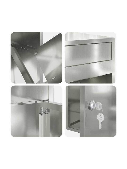 vidaXL Outdoor Mailbox Inox Galvanized Steel 47.5x38x59cm