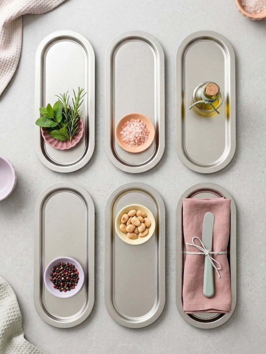 SteweHome Metallic Serving Tray 16x30cm 6 Pieces