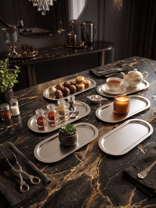 SteweHome Metallic Serving Tray 16x30cm 6 Pieces