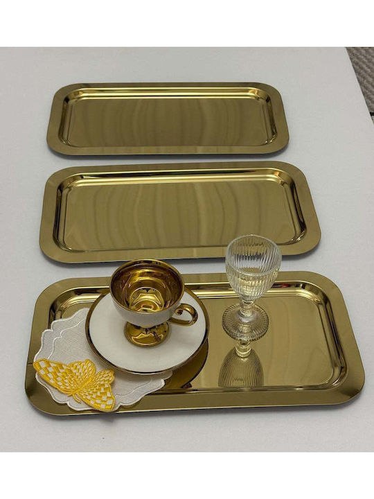 SteweHome Stainless Steel Serving Tray 36x17cm 3 Pieces