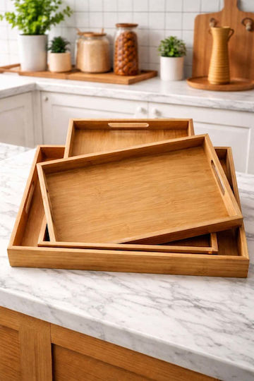 SteweHome Bamboo Δίσκος Σερβιρίσματος 40x30cm 3τμχ