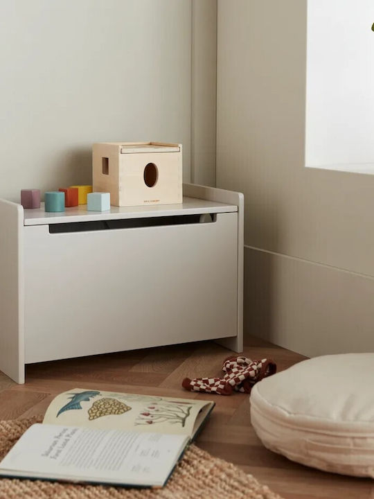 Kids Concept Παιδικό Σκαμπό με Αποθηκευτικό Χώρο από Ξύλο Γκρι 50.5x29x36.5cm