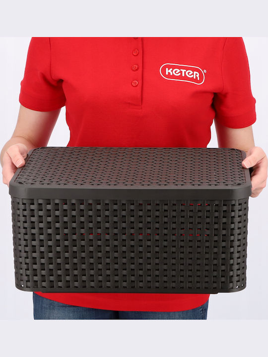 Curver Coș de Depozitare Plastic cu capac Maro 18lt 1buc