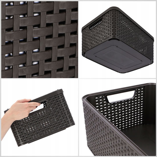 Curver Storage Basket Plastic with Lid Brown 18lt 1pcs