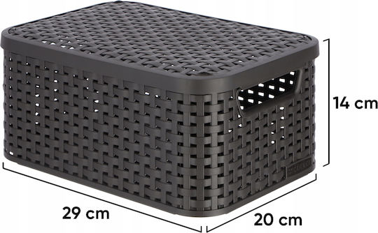 Curver Καλάθι Αποθήκευσης Rattan με Καπάκι Καφέ 6lt