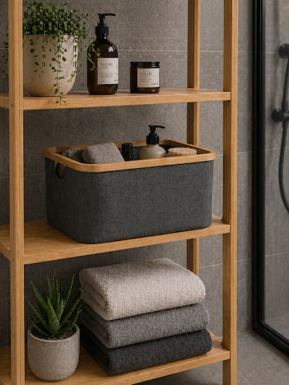 MRShome Καλάθι Αποθήκευσης Υφασμάτινο Γκρι 45x30x24.5cm
