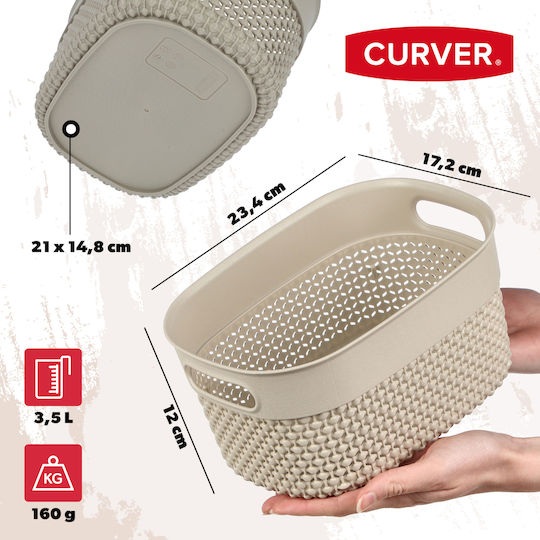 Grozs Filo XS 3.5l 23.5x17.5x12cm Beige Storage Basket