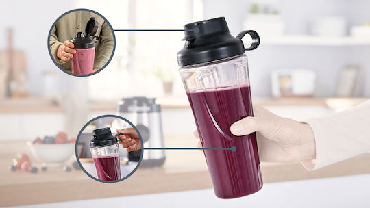 Bosch To-Go-Flasche + Messer kompatibel mit Bosch Vitapower Blender Serie 4 Serie 2