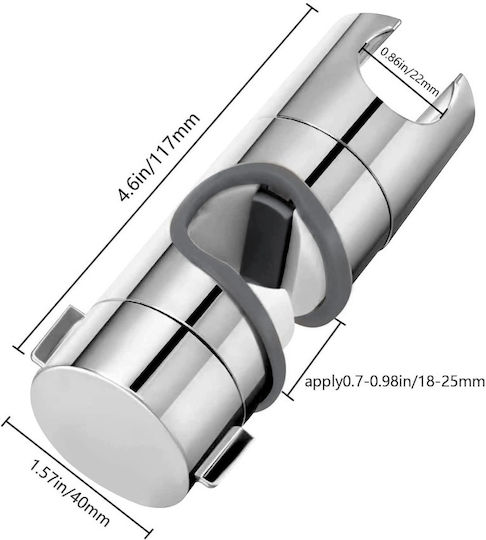 Chrome Adjustable Shower Clip Base 117mm x 40mm