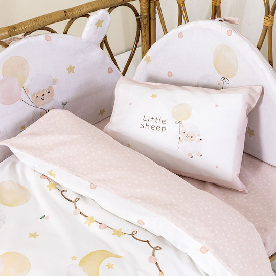Nima Little Crib Bumper Classic Inside Pink 40cm