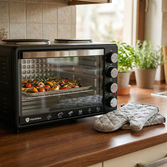 HomeVero Electric Countertop Oven 28lt with 2 Burners