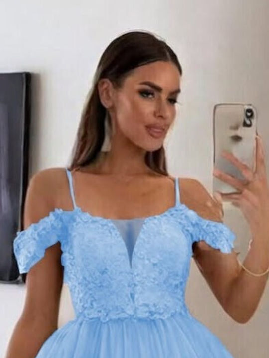 Woman's Fashion Evening Light Blue Dress