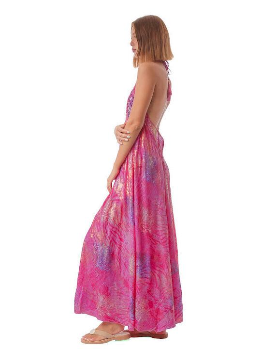 Sommer Midi Wickel Damenkleid Fuchsie