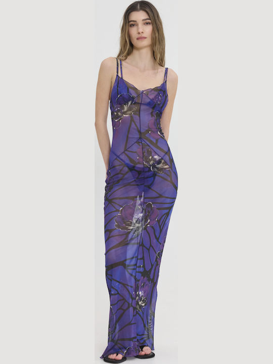 Sommer Maxi Wickel Damenkleid Lila