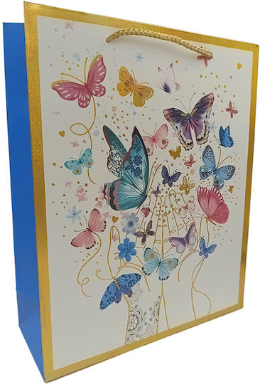 & Flowers Paper Gift Bag With Theme Butterflies 26x10x32cm (Miscellaneous Colours)