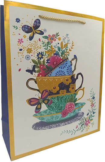 & Flowers Paper Gift Bag With Theme Butterflies 26x10x32cm (Miscellaneous Colours)