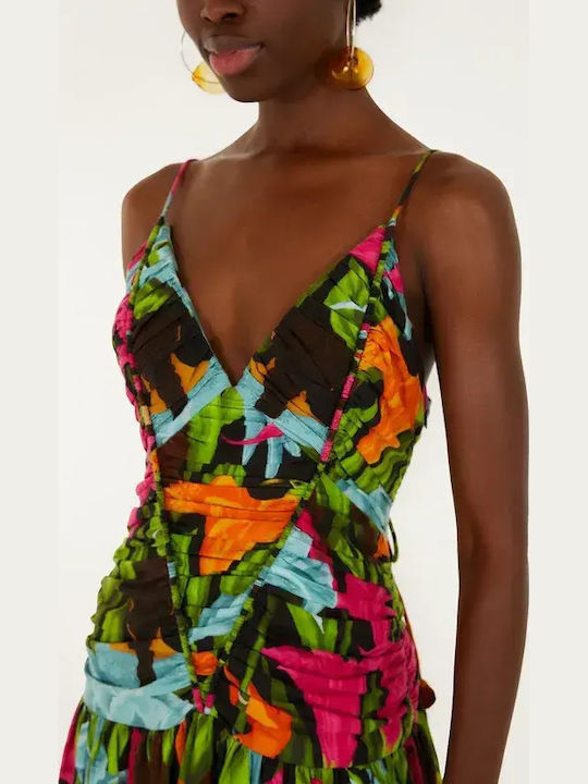 Sommer Midi Wickel Damenkleid Schwarz