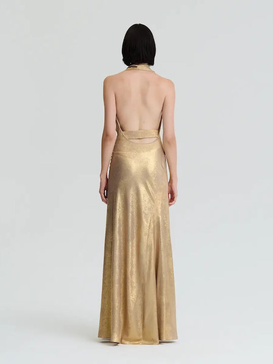 Maxi Evening Slip Dress Gold