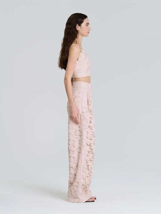 Γυναικεία Μπλούζα Κορσές με Δαντέλα Floral Pink