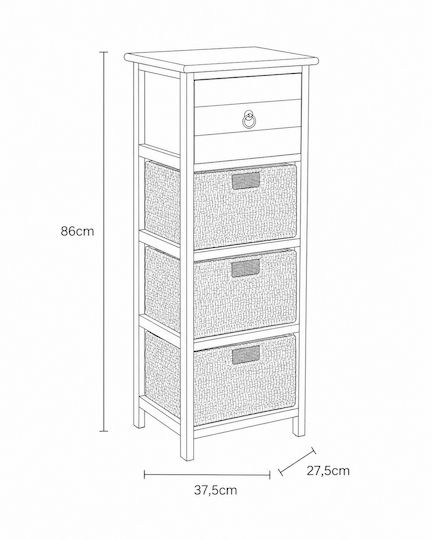 MRShome Bathroom Cabinet 37.5x27.5x86cm Black