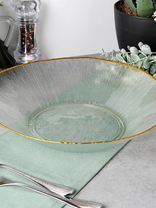 Home&Styling Collection Σαλατιέρα Γυάλινη Χρυσή 29.5x29x6cm