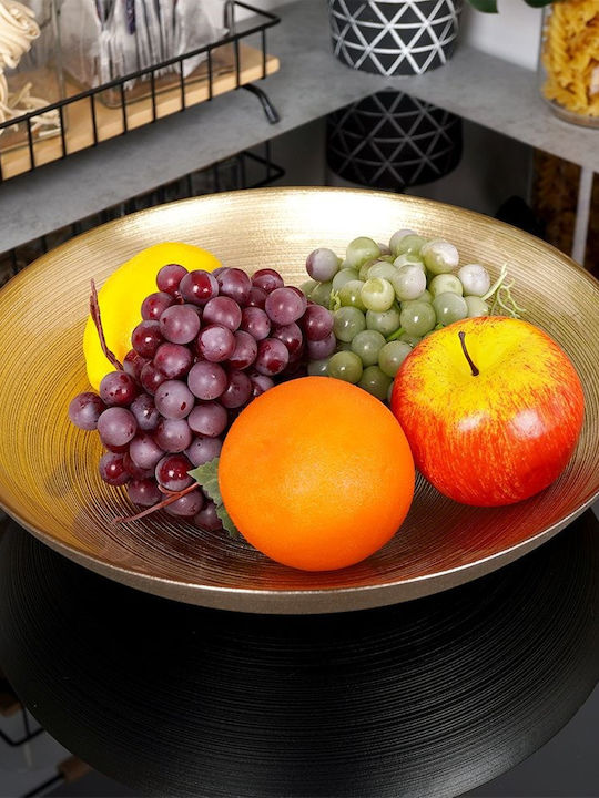 JK Home Decoration Glass Salad Bowl Gold 30x30x6cm