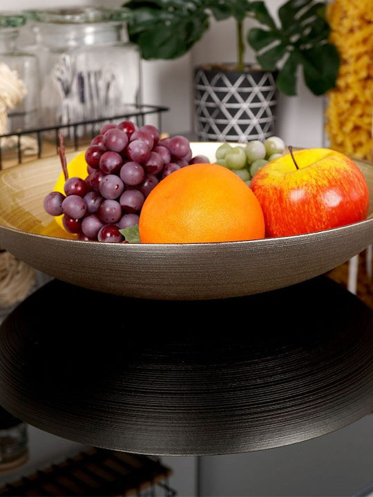 JK Home Decoration Glass Salad Bowl Gold 30x30x6cm