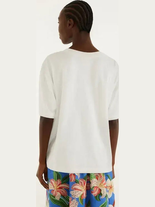 Women's Sports T-shirt Fast Drying Floral Bianco