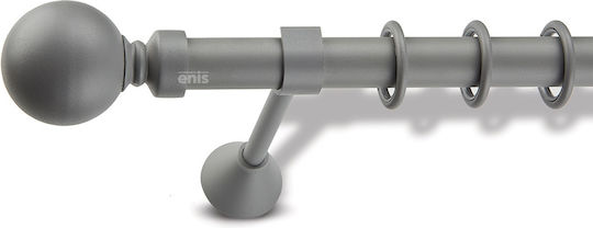Enis by Domus Μεταλλικό Κουρτινόξυλο Μπάλα Διπλό με Σιδηρόδρομο Φ25mm 240εκ. Γκρι