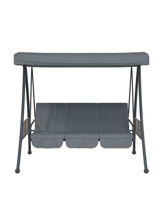 Garten & Veranda Schaukel mit Basis und Kissen 3 Sitze Metallisch Gray L198xB123xH205cm